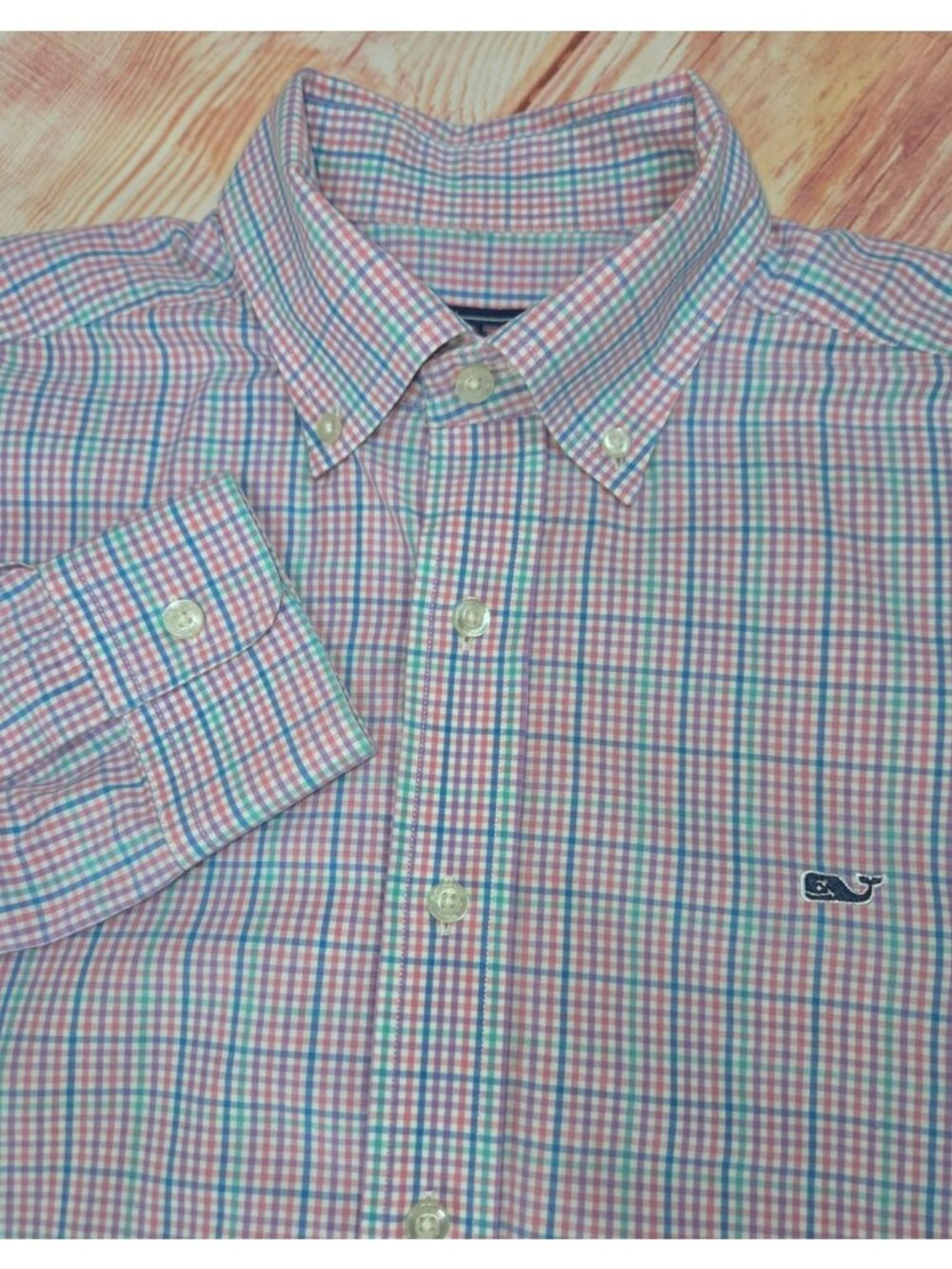 Vineyard Vines Whale Pink Plaid Shirt Medium